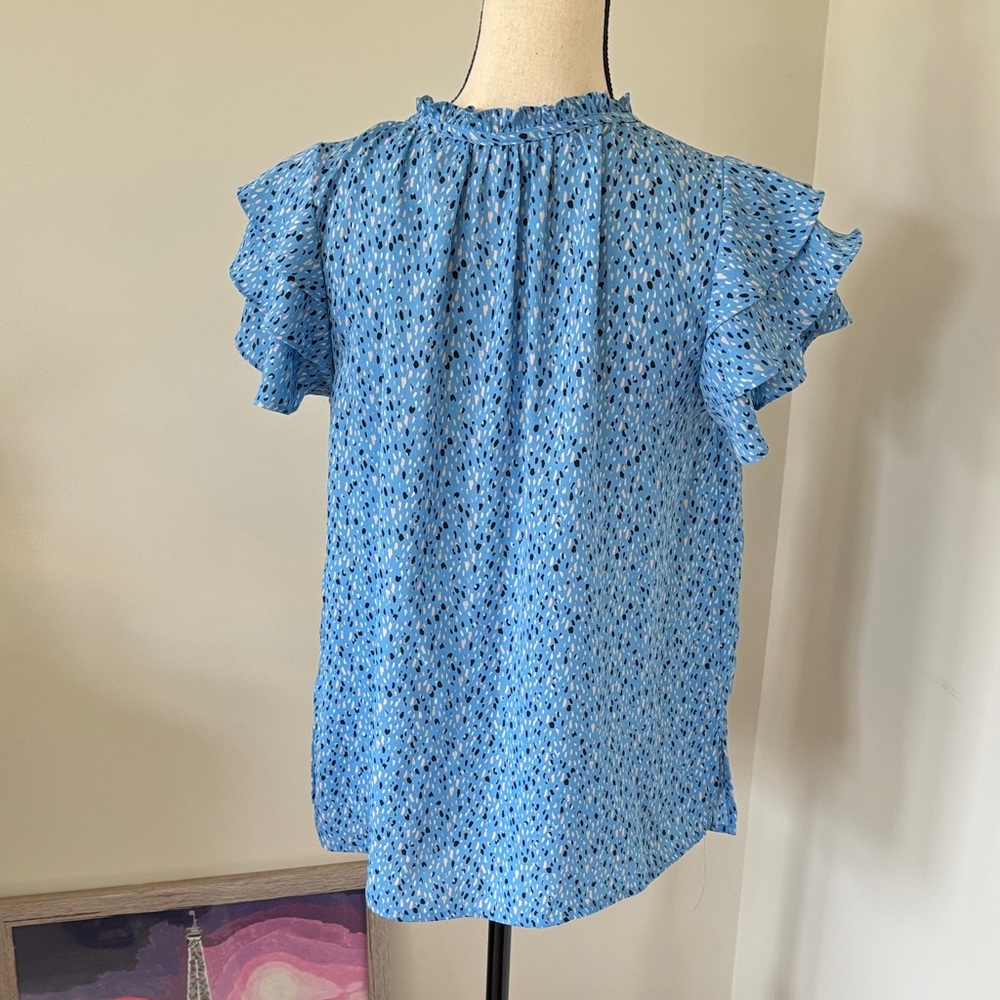 Liz Claiborne Light Blue Ruffle Sleeve Blouse - Picture 4 of 4
